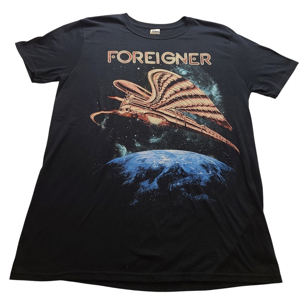 Foreigner Tour 2013 Band TShirt Navy Blue Gildan Softstyle Men's L Space Graphic